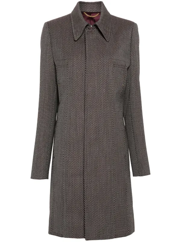 Victoria Beckham Jacquard Single-breasted Coat in Brown