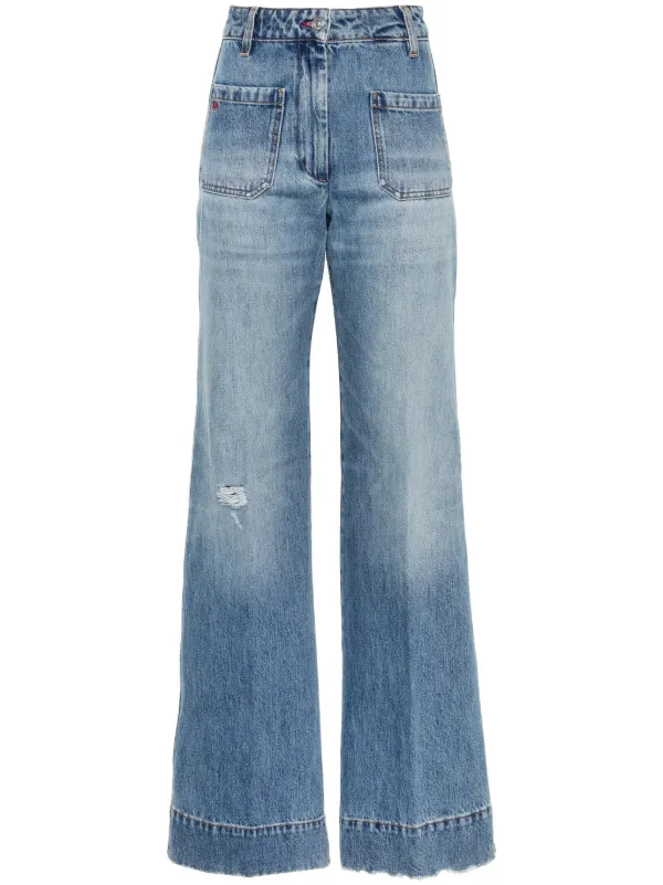 デニム・ジーパン Victoria Beckham SS25 (1225DJE005218O LIGHTAZUL) Julia High Waisted Straight Leg Jean in Haze Wash – Victoria