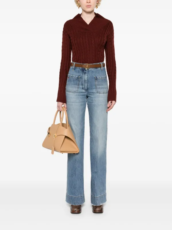 VIP【関税送料無料】希少 Victoria Beckham Wide Leg Kick Jeans Victoria Beckham Alina Kickflare Crop Jeans - Bergdorf Goodman