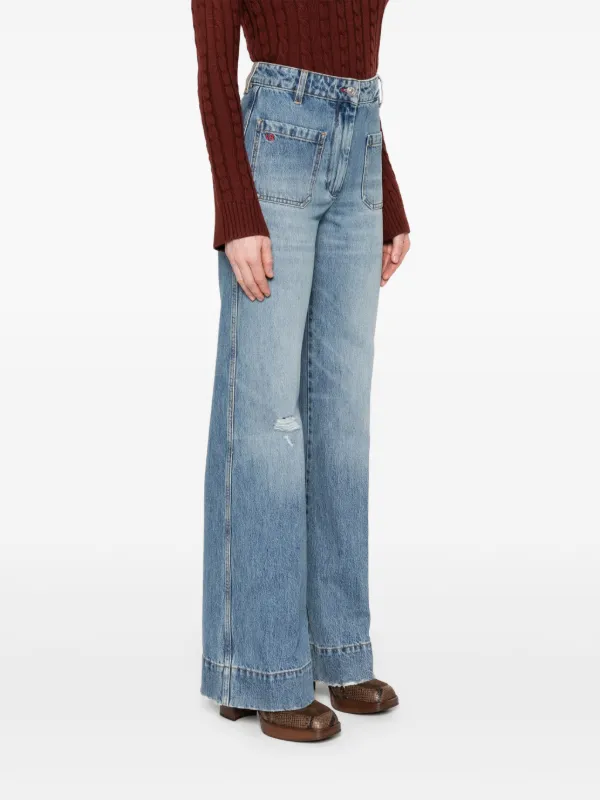 【関税込み】VICTORIA BECKHAM ALINA WIDE LEG JEANS Alina High Waisted Stretch Jean In Mid Blue | Designer Jeans
