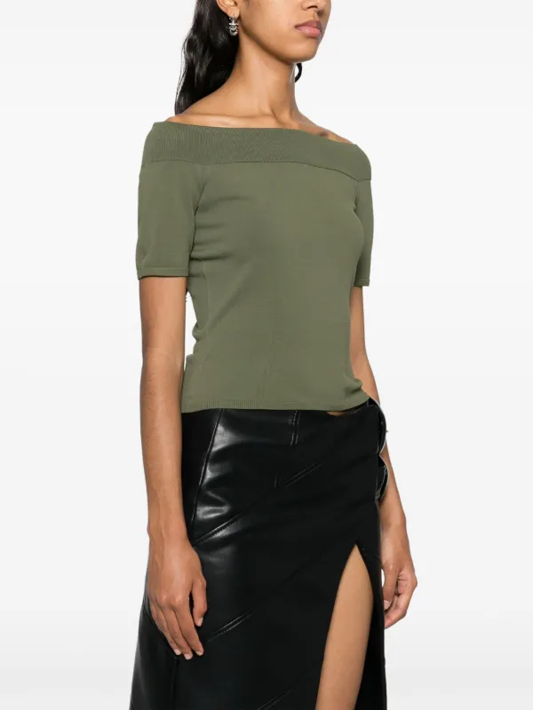 Alexander McQueen オフショルダー ニットトップ | グリーン | FARFETCH JP