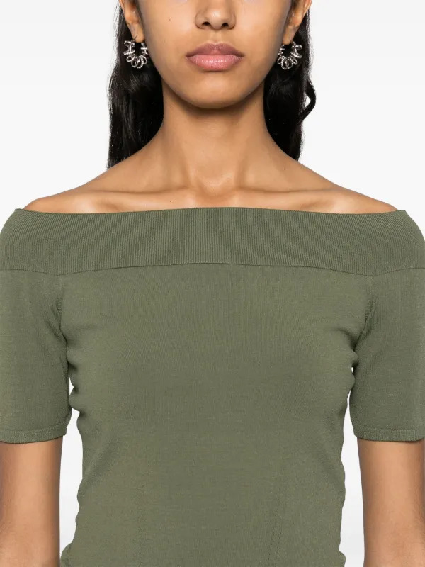 Alexander McQueen オフショルダー ニットトップ | グリーン | FARFETCH JP 