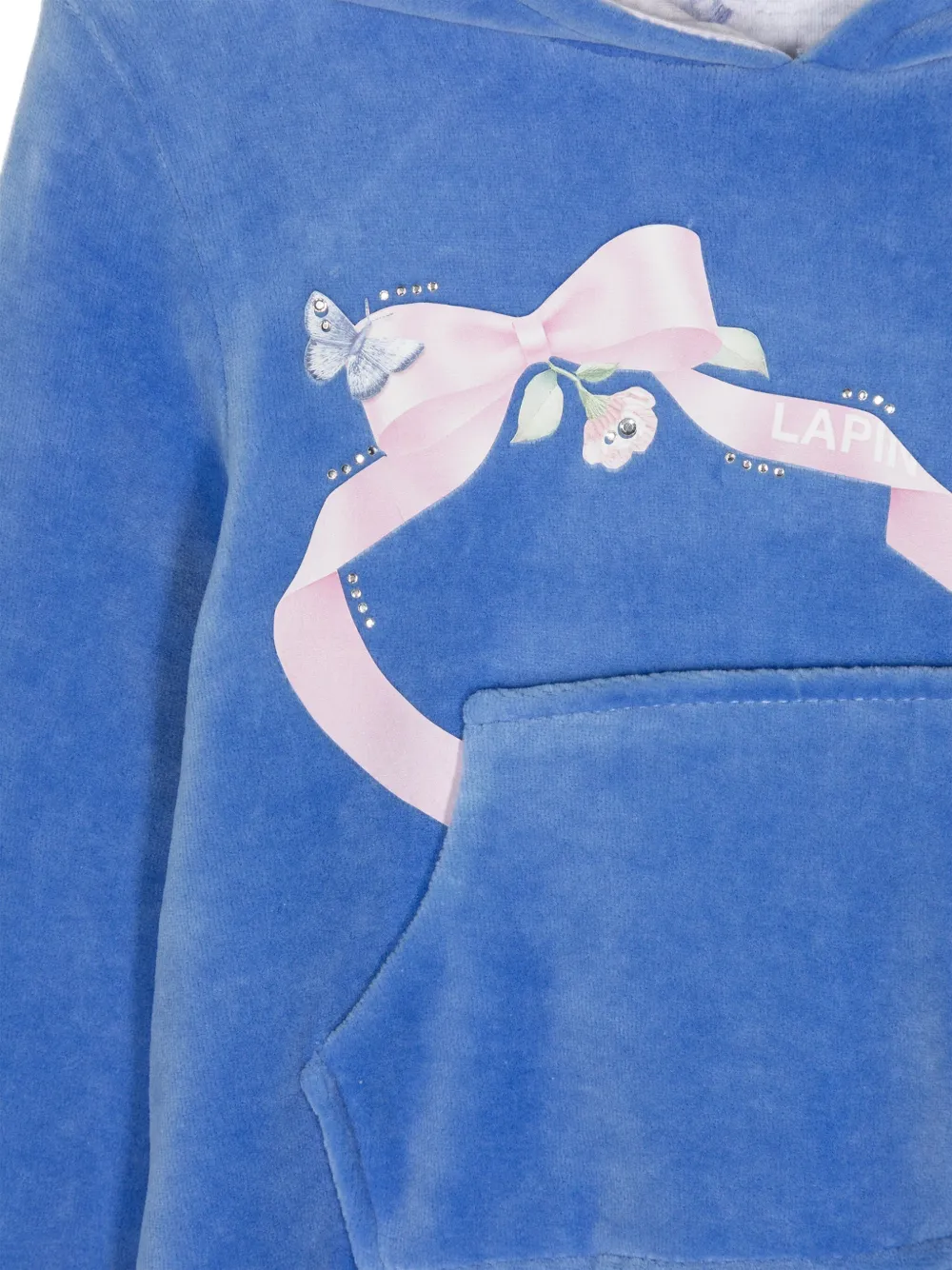 Lapin House Fluwelen jurk met strikprint Blauw