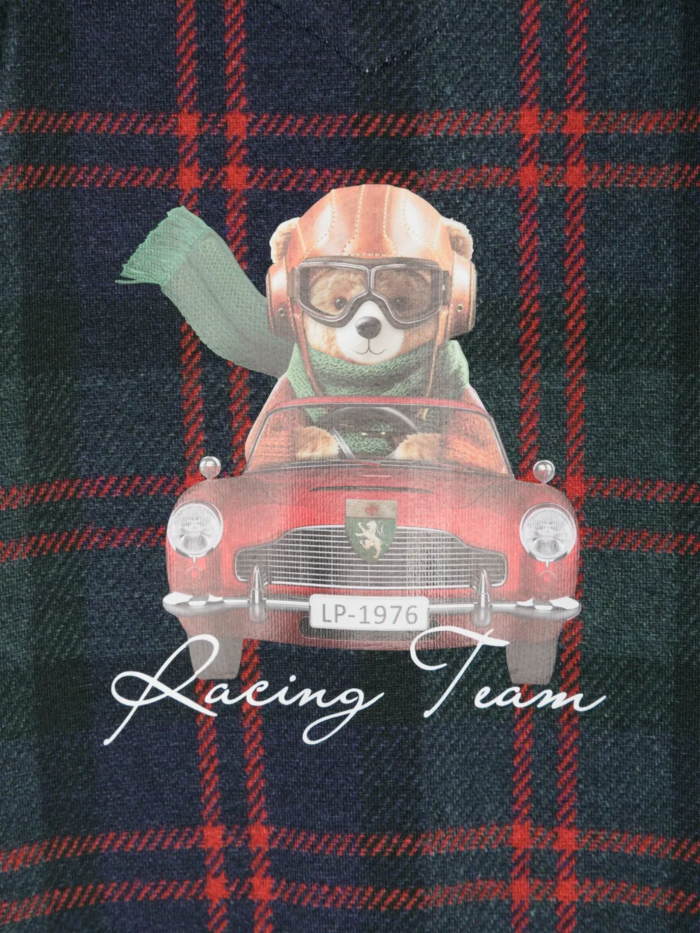 Lapin House Geruite pyjama met tartan ruit en print Groen