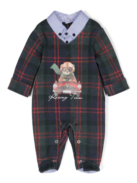 Lapin House tartan check-pattern teddy bear-print pyjamas