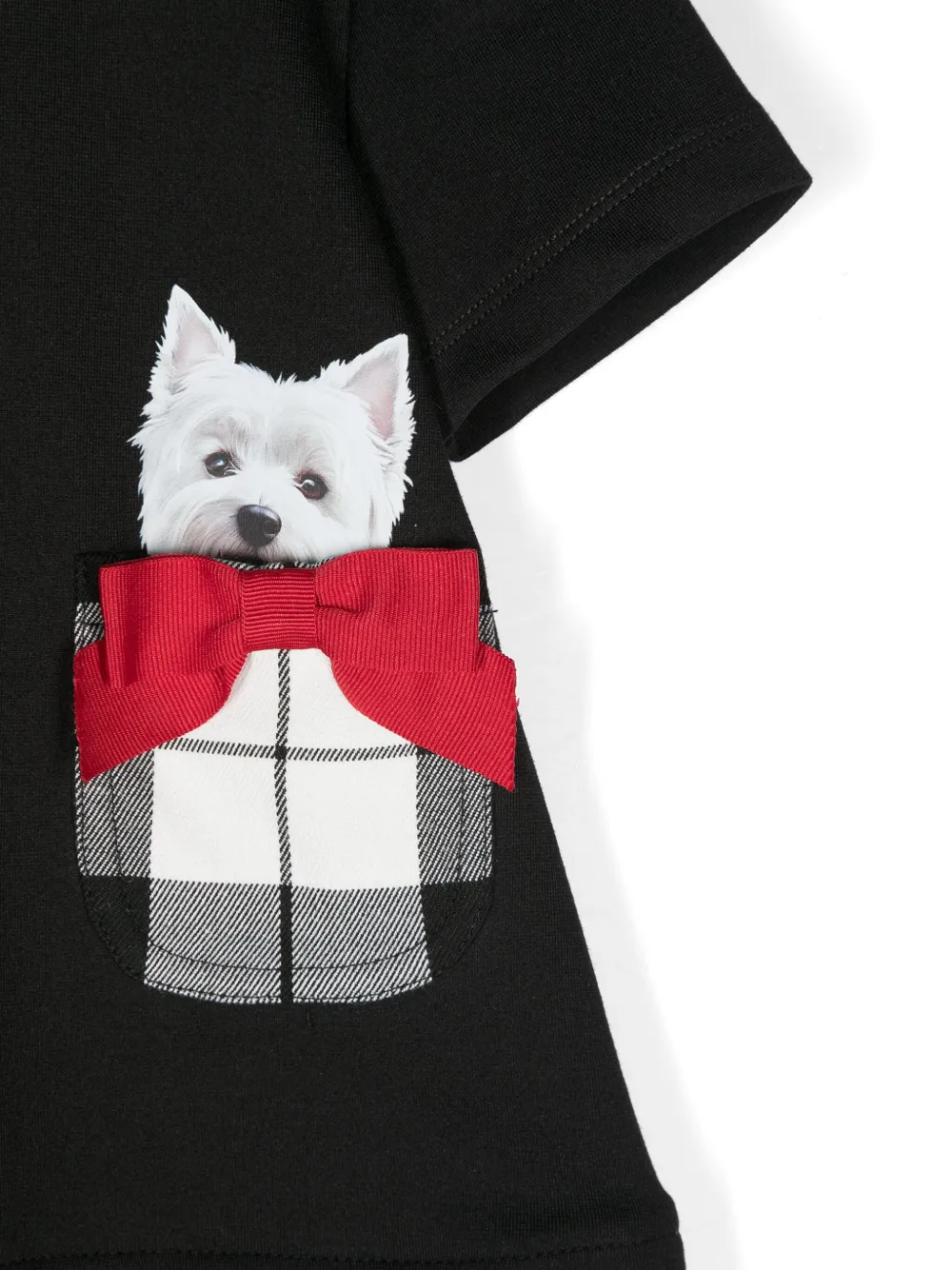 Lapin House Jurk met strikdetail en print Zwart