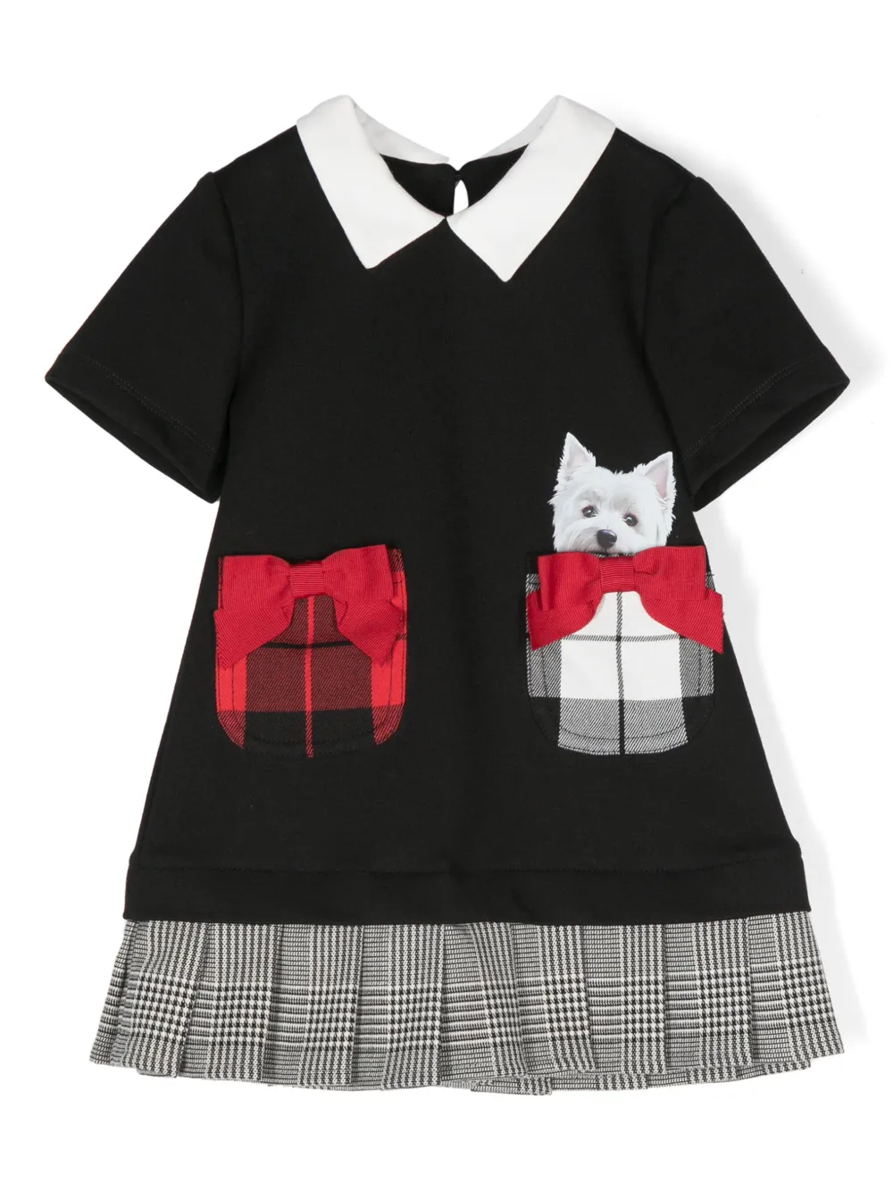 Lapin House Jurk met strikdetail en print Zwart