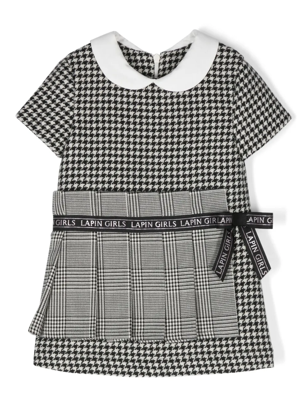 Lapin House Abito svasato con motivo pied-de-poule - Nero