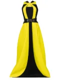 Saiid Kobeisy belted panelled neoprene gown - Green