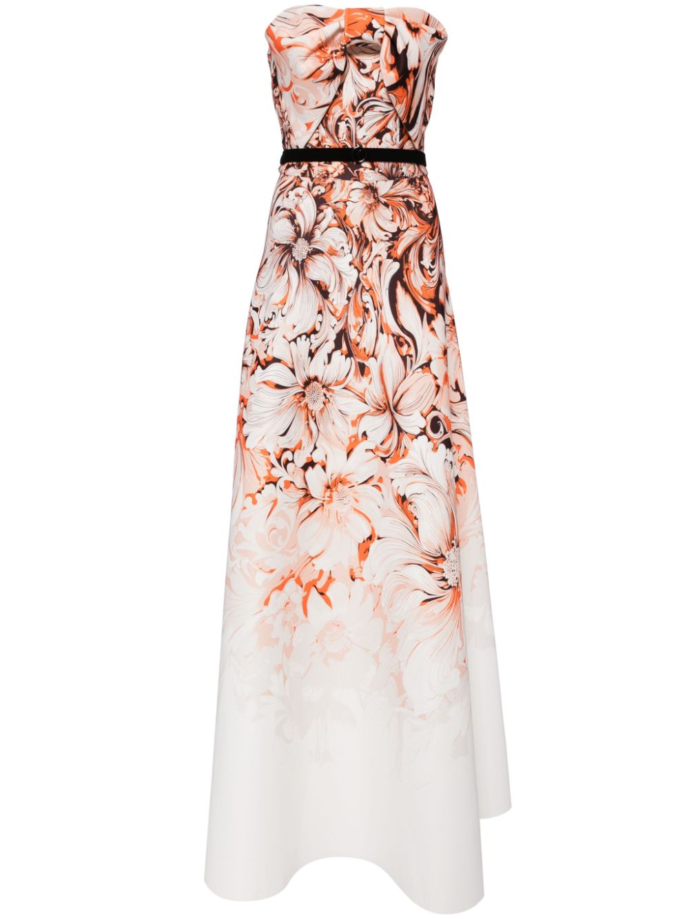 Shop Saiid Kobeisy Floral-print Neoprene Gown In 白色