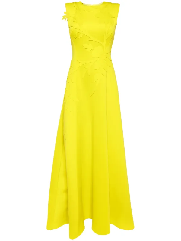 Saiid Kobeisy Floral-embroidered Neoprene Gown - Green