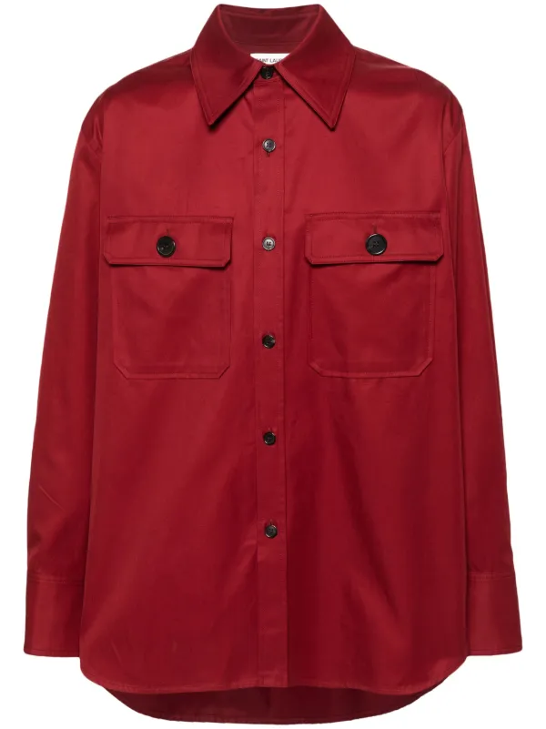 Saint Laurent oversized collar Cotton Shirt Red FARFETCH AU