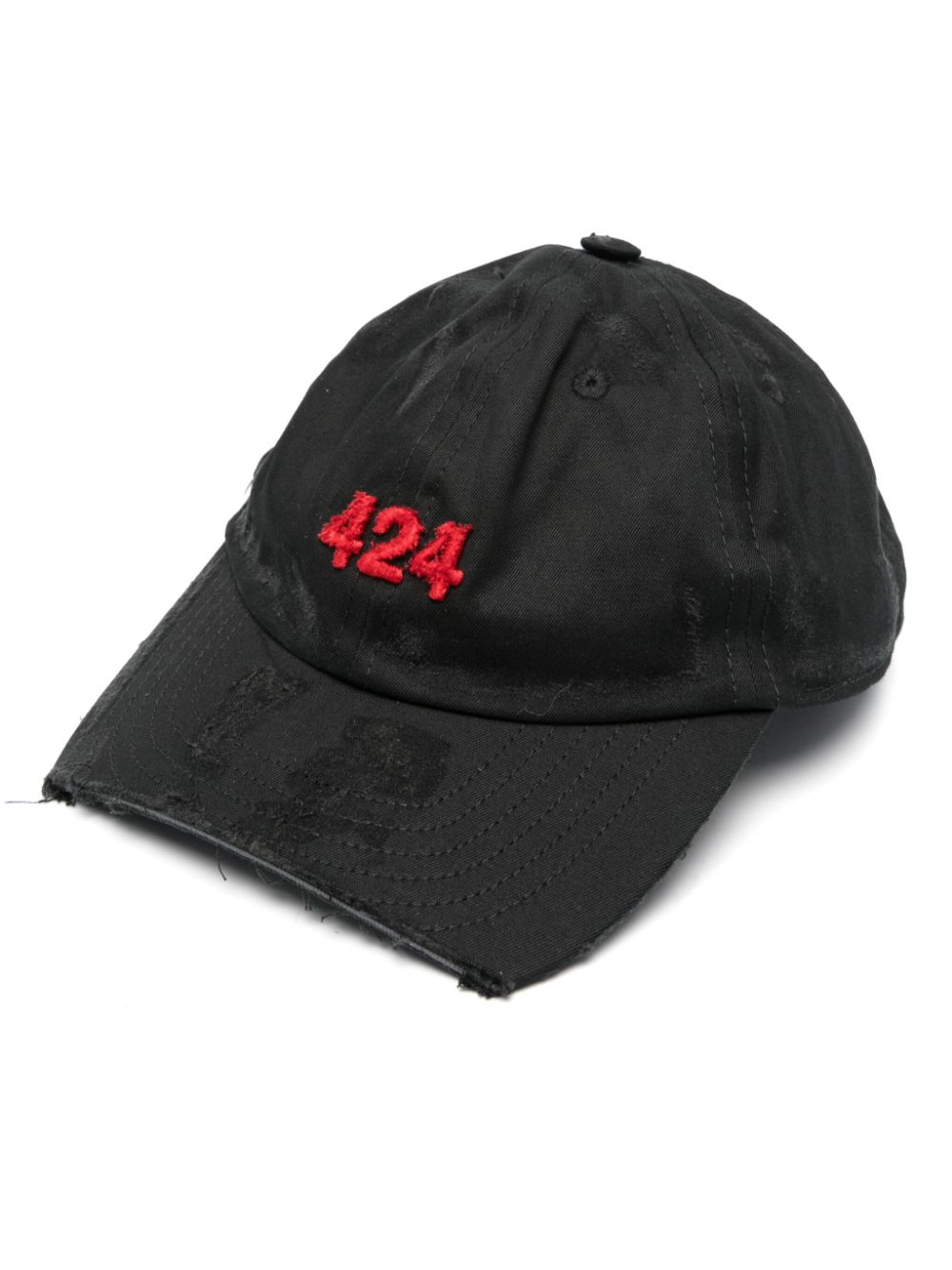 424 Distressed Cotton Cap In Black
