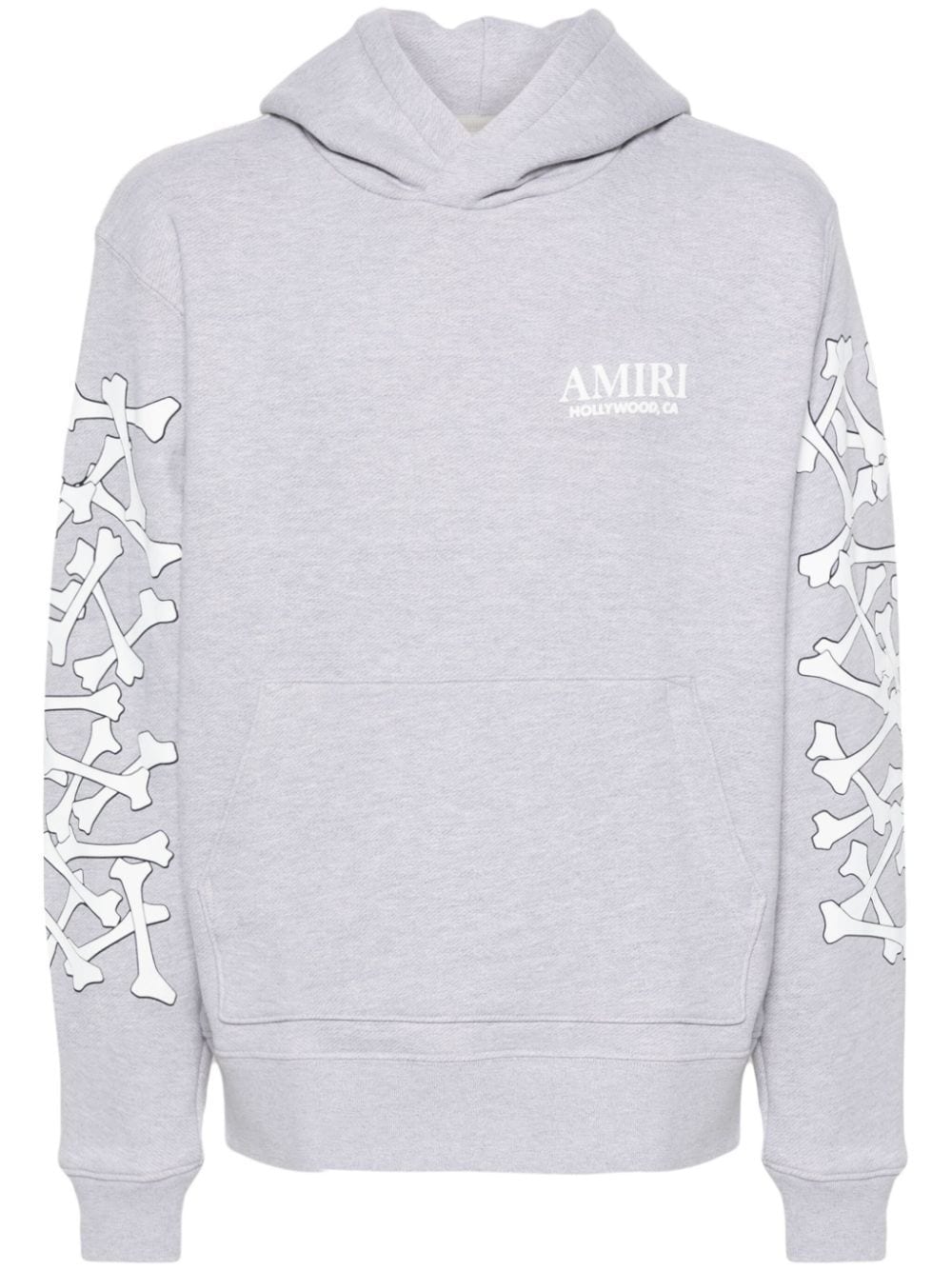 Shop Amiri Bones Stacked Lyocell Hoodie In Grey