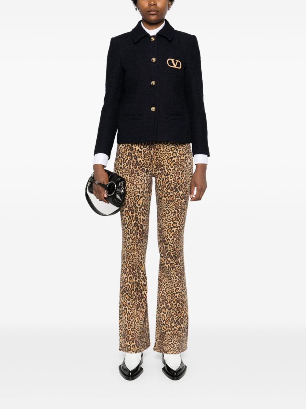 7 For All Mankind HW Ali leopard-print flared jeans - Bruin