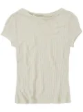 Closed short-sleeve lace T-shirt - Neutrals