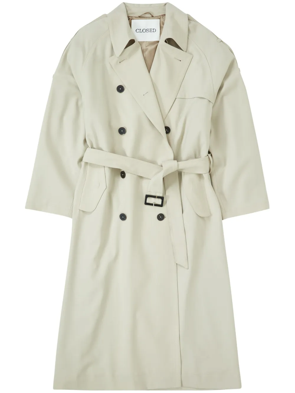 Closed Trenchcoat met dubbele rij knopen Grijs
