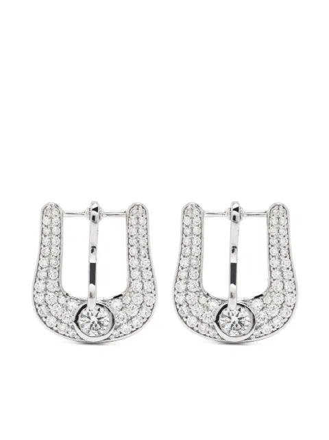 Roses Metals 14kt white gold buckle-motif diamond earrings