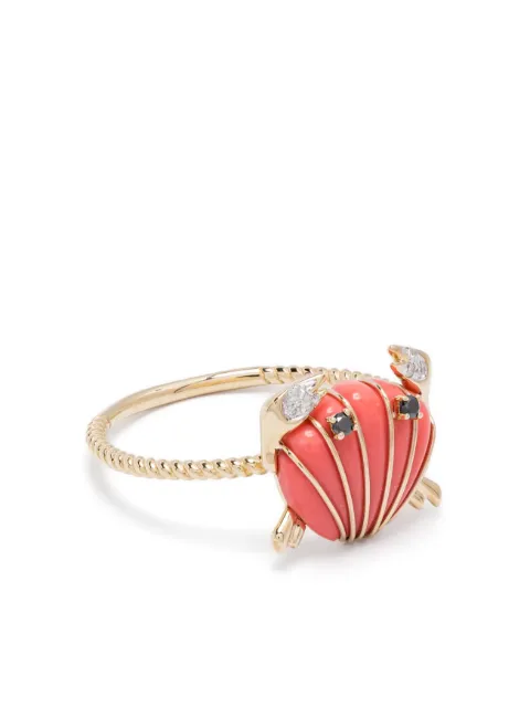Yvonne Léon anillo Mini Crab en oro amarillo de 9kt con diamantes