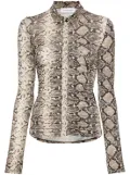 Marine Serre python-print draped blouse - Brown
