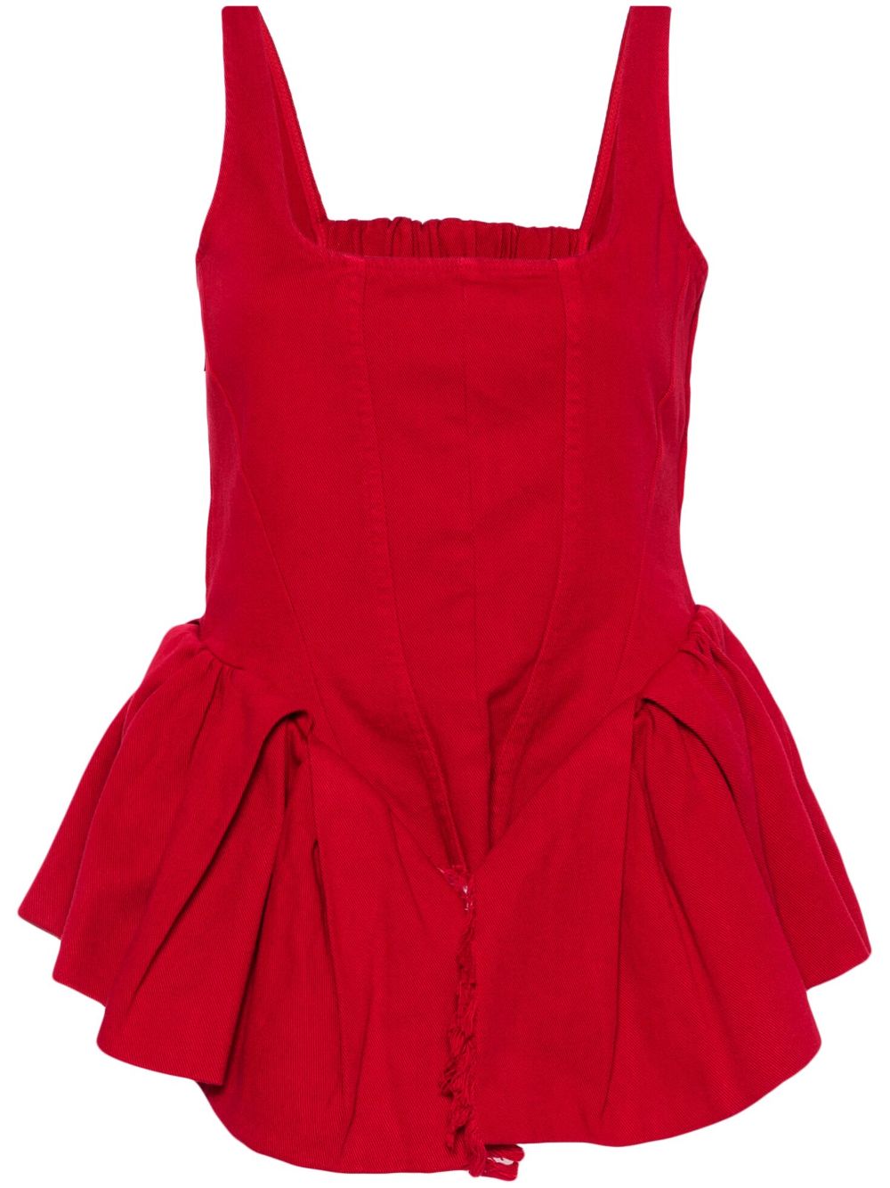 Marques'Almeida ruffled denim corset top - Red