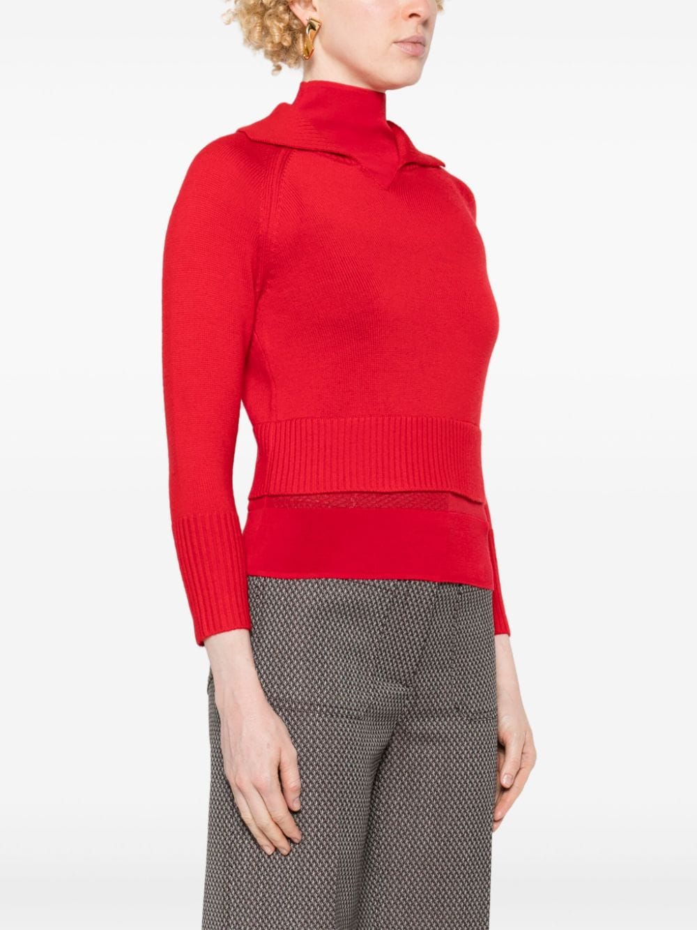 Shop Victoria Beckham Roll-neck Layered Jumper In Red