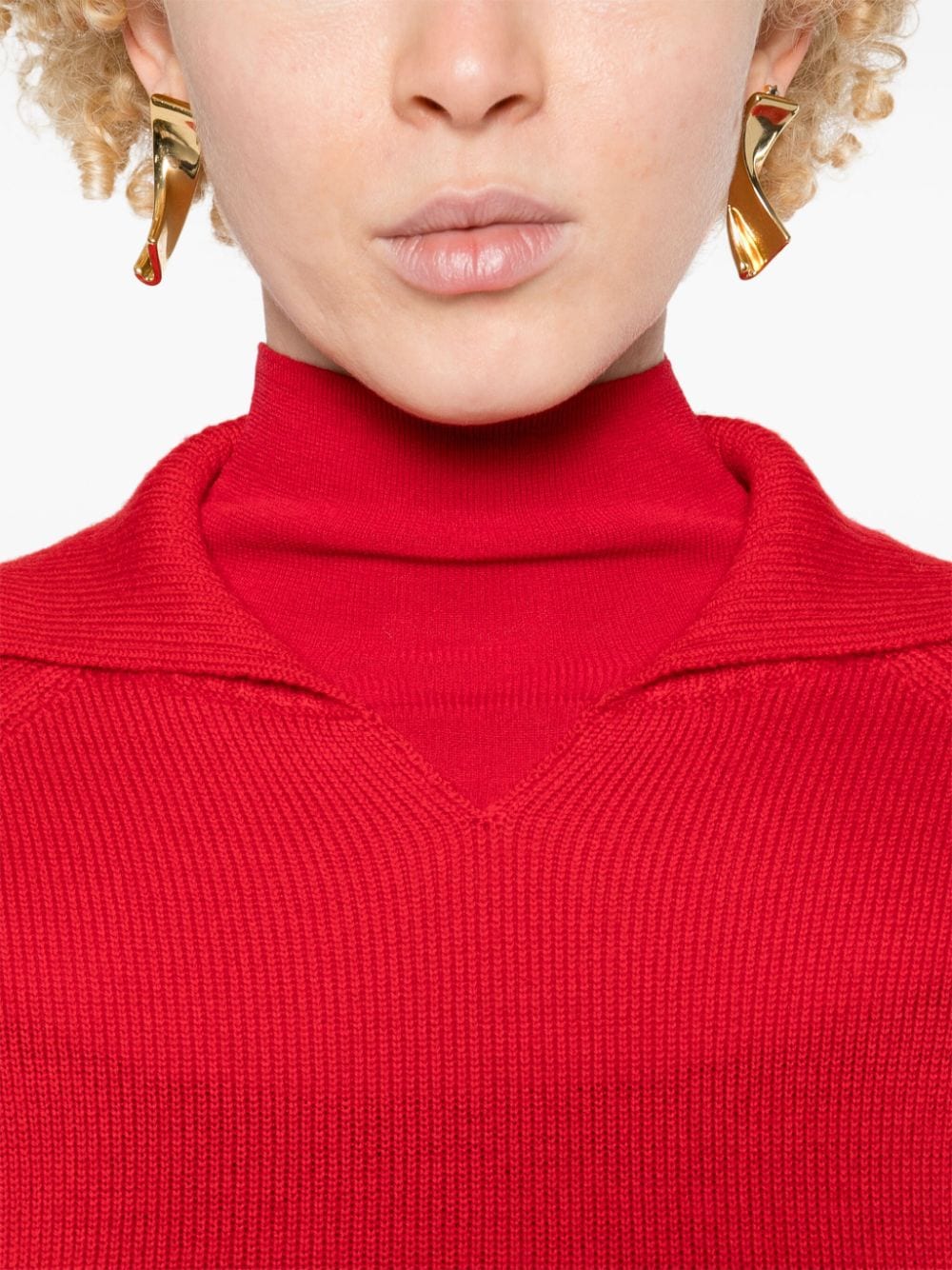 Shop Victoria Beckham Roll-neck Layered Jumper In Red