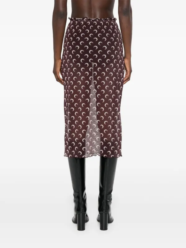 Marine Serre Crescent Moon Midi Skirt | Brown | FARFETCH
