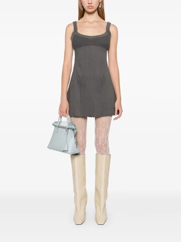 Elena Velez waffle-knit Corset Mini Dress | Grey | FARFETCH