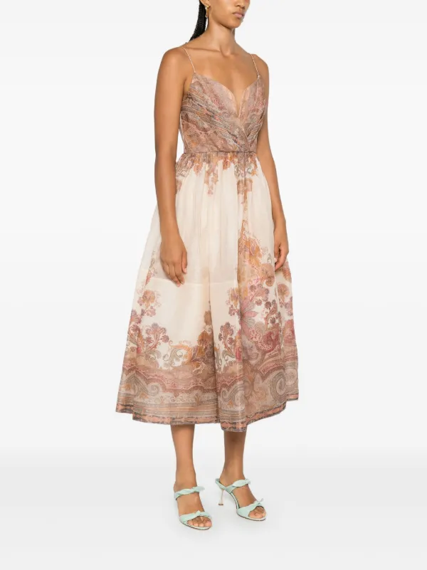ZIMMERMANN Illustration Midi Dress | Neutrals | FARFETCH