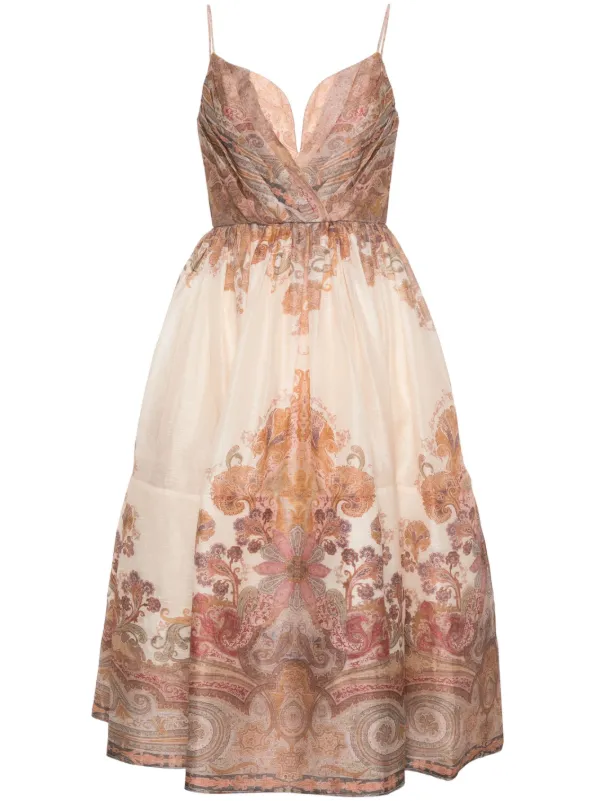 ZIMMERMANN Illustration Midi Dress | Neutrals | FARFETCH