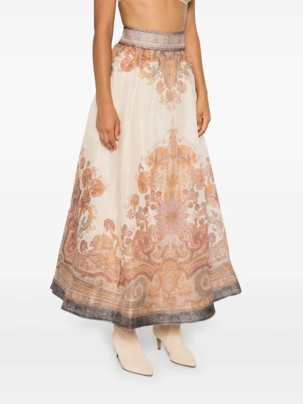 スカート ZIMMERMANN 'Illustration' midi skirt Orange Zimmermann Illustration Leather Maxi Skirt - Orange