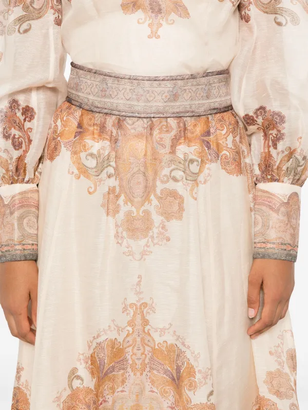 ZIMMERMANN Illustration Midi Skirt | Neutrals | FARFETCH
