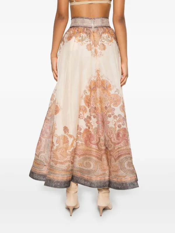 【Zimmermann】ILLUSTRATION MIDI SKIRT シルクリネン ミディ Zimmermann】ILLUSTRATION MIDI SKIRT シルクリネン ミディ