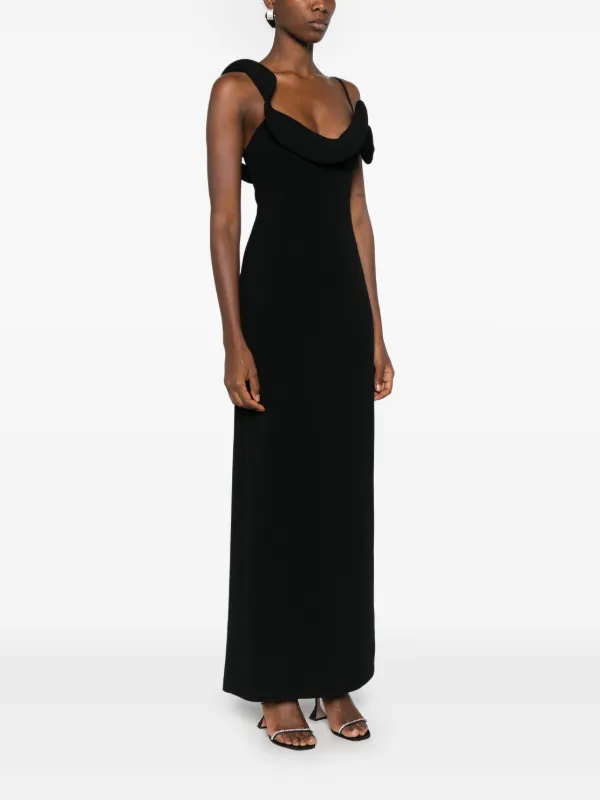Magda Butrym floral-appliqué Maxi Dress | Black | FARFETCH