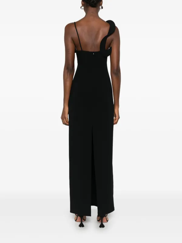 【Magda Butrym】フローラル-appliqueシルクアンドウールスカー Magda Butrym floral-appliqué Maxi Dress | Black | FARFETCH