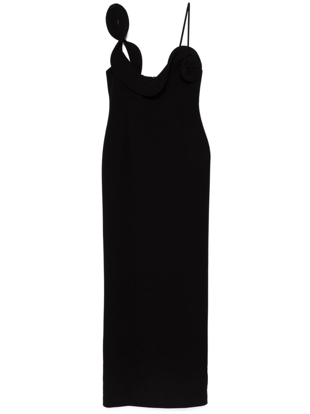 Magda Butrym - floral-appliqué maxi dress - women - Elastane/Elastane/Wool/Silk - 34 - Black