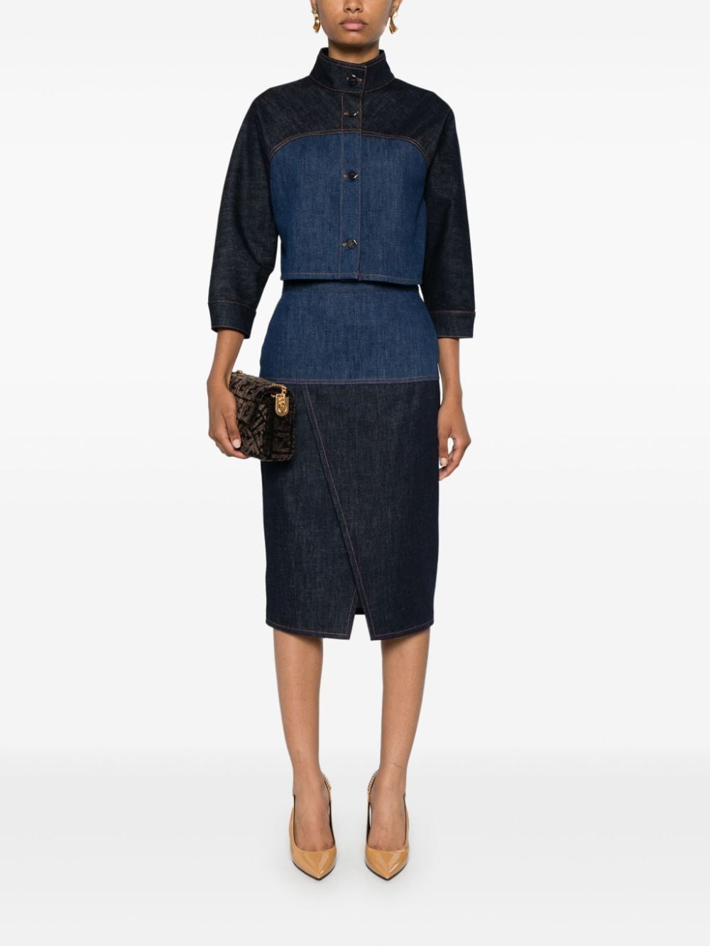 FENDI Denim midi-rok - Blauw