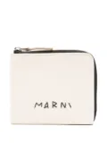 Marni logo-embroidered leather wallet - White