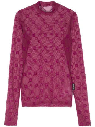 Marine Serre Moonogram Mesh Top | Pink | FARFETCH