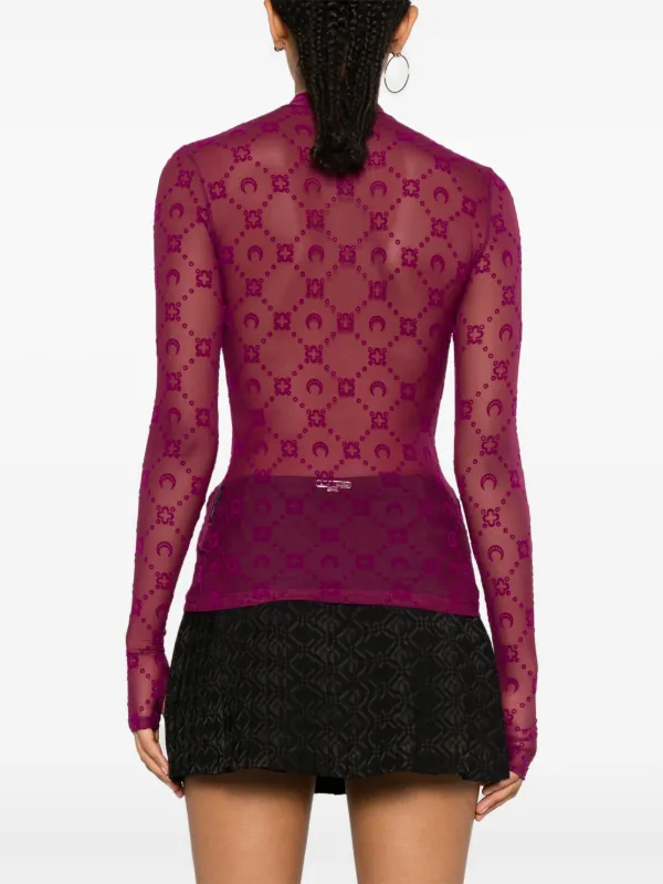 Marine Serre Moonogram Mesh Top | Pink | FARFETCH