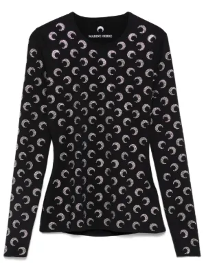 Marine Serre moon-print Jersey T-shirt | Black | FARFETCH
