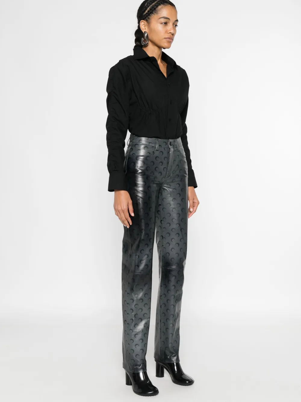 Marine Serre Straight broek met monogram Grijs