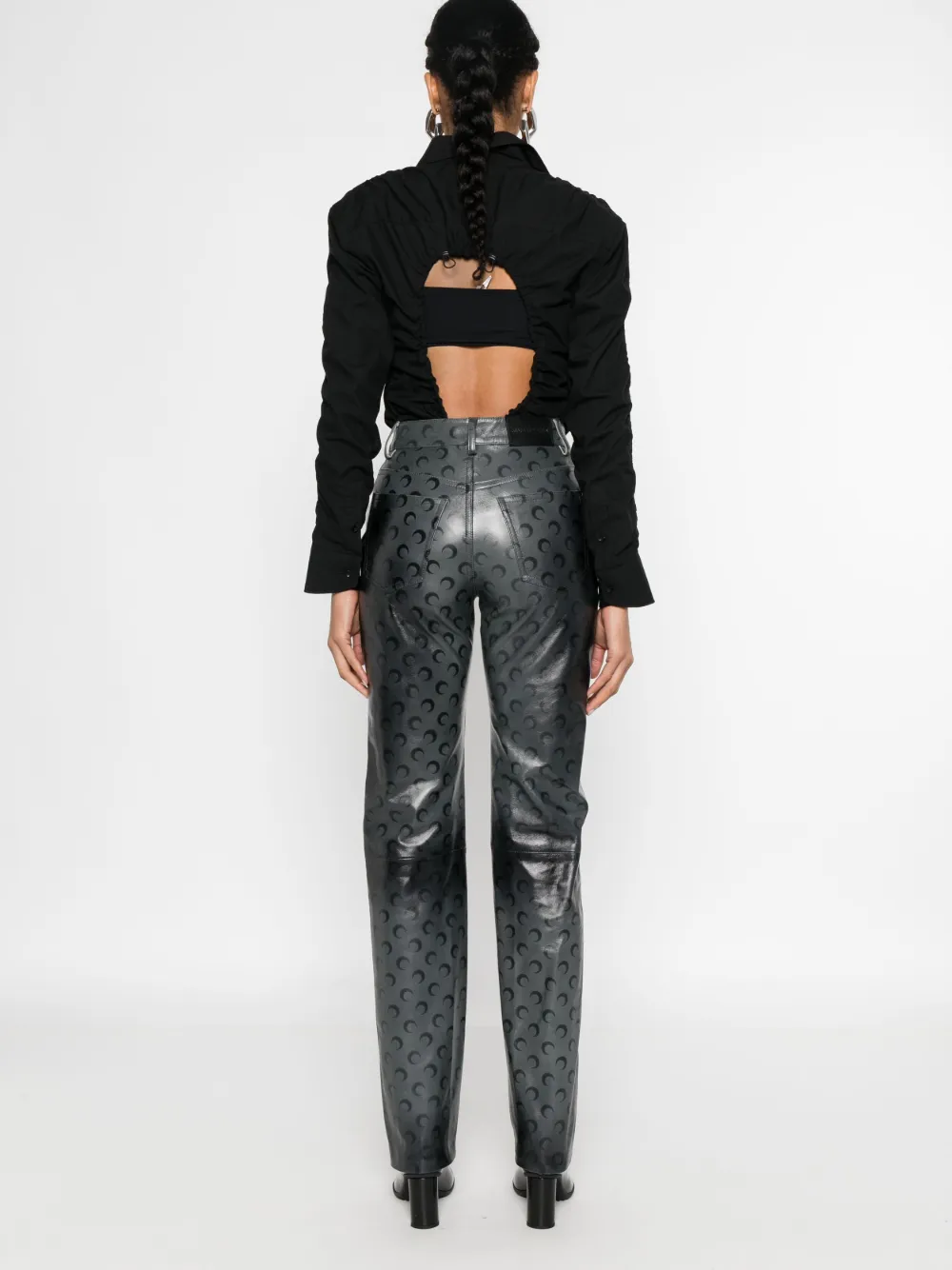 Marine Serre Straight broek met monogram Grijs