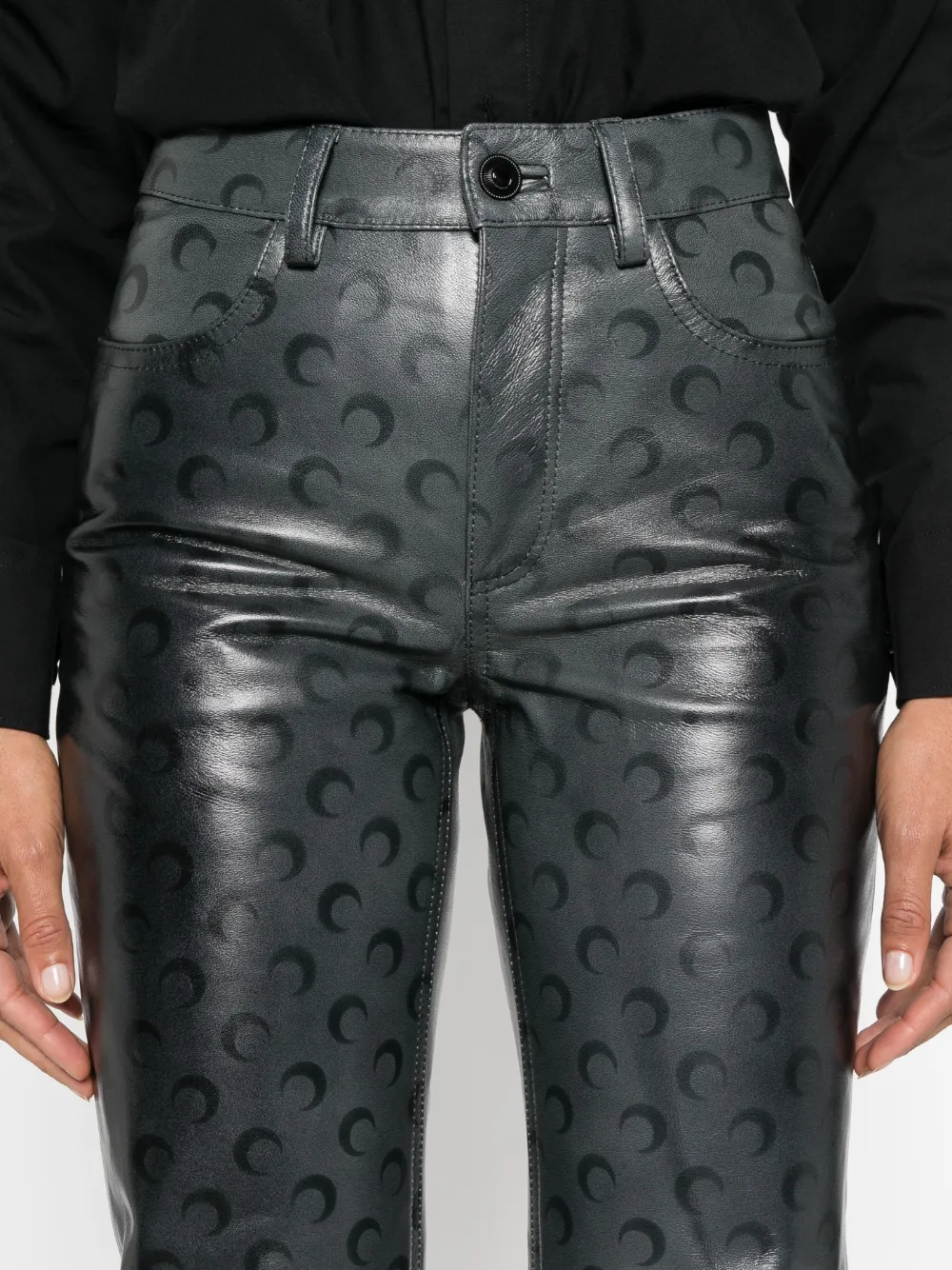 Marine Serre Straight broek met monogram Grijs