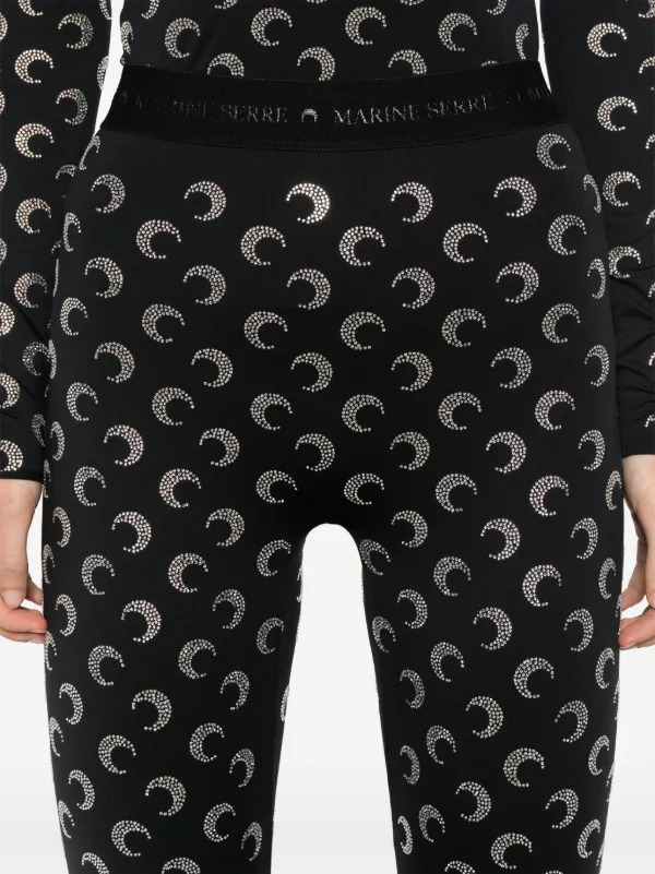 Marine Serre Crescent Moon-embellished Leggings | Black