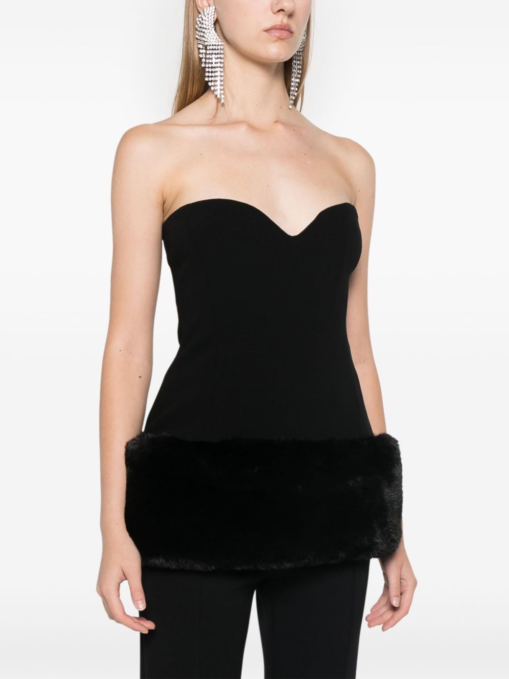 Shop Magda Butrym Faux-fur Trim Corset In Black