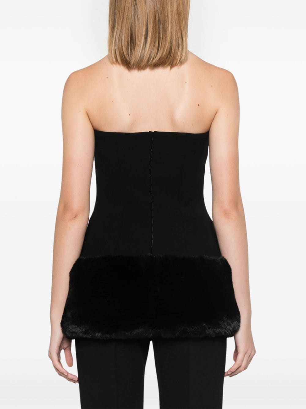 Shop Magda Butrym Faux-fur Trim Corset In Black