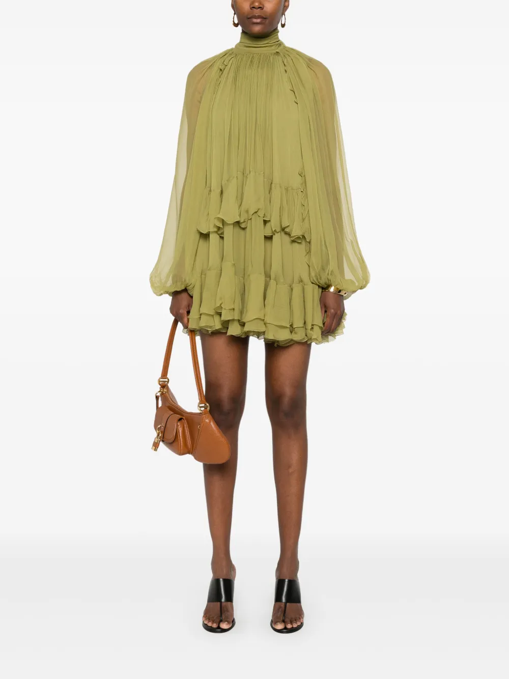 Chloé Mini-jurk met ruches - Groen