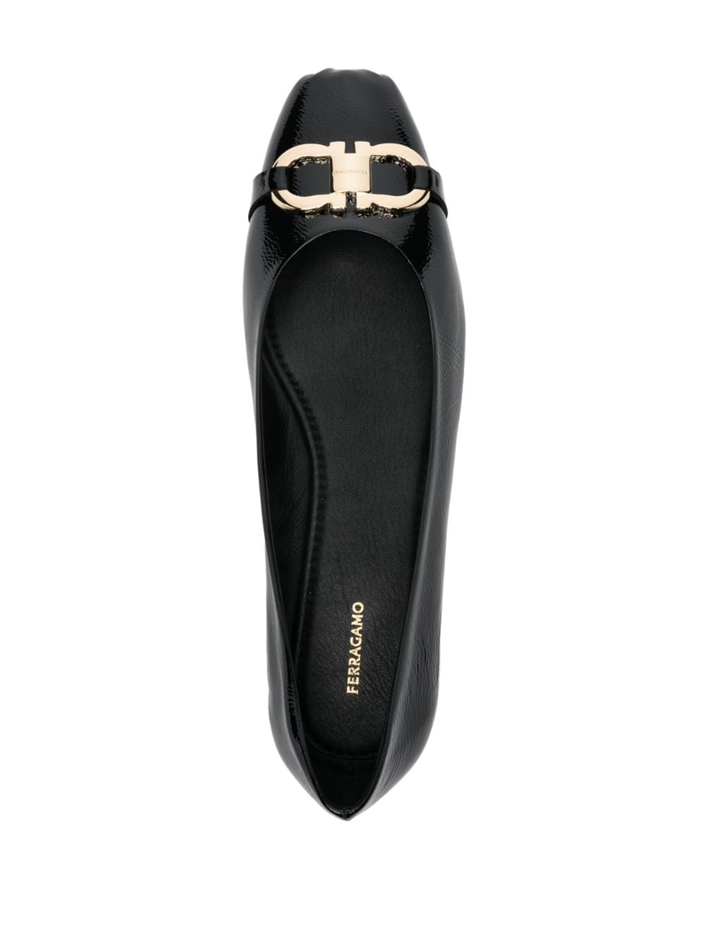 Shop Ferragamo Gancini-buckle Ballerina Shoes In Black